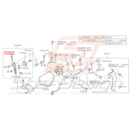 Vis à collerette fixation galet climatisation GT 99-00 WRX STI 01 - 0732031