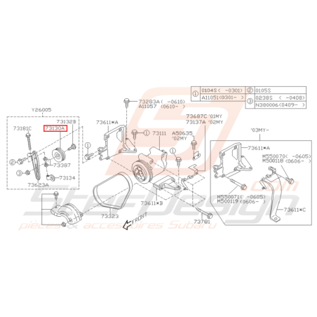 Galet Origine Courroie climatisation Subaru GT 93-00 WRX STI 01-0732032