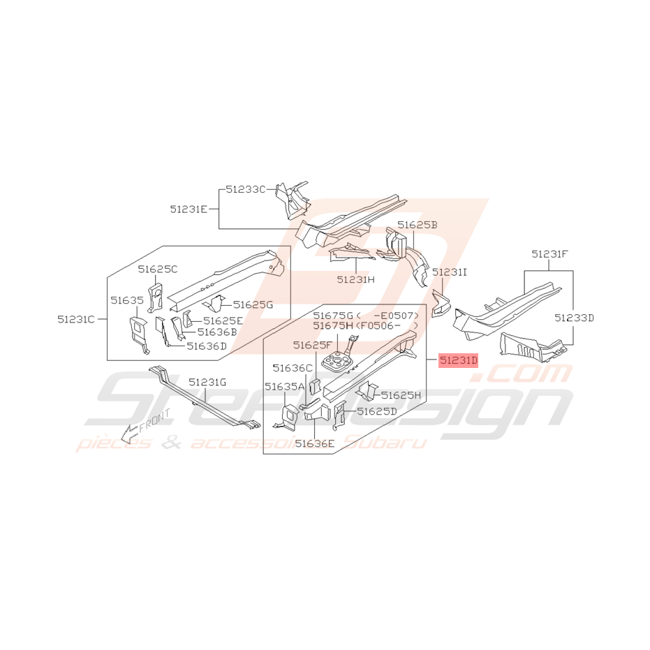 Longeron avant STI/WRX 03-05
