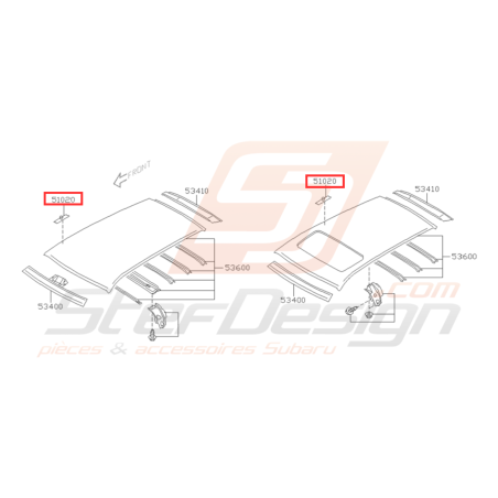 Patte de fixation de pavillon SUBARU GT 94 - 00 WRX STI 01 - 1432074