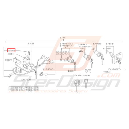 Vis à Cisaillement Origine Subaru GT 1993-1997 WRX STI 2001-201432085