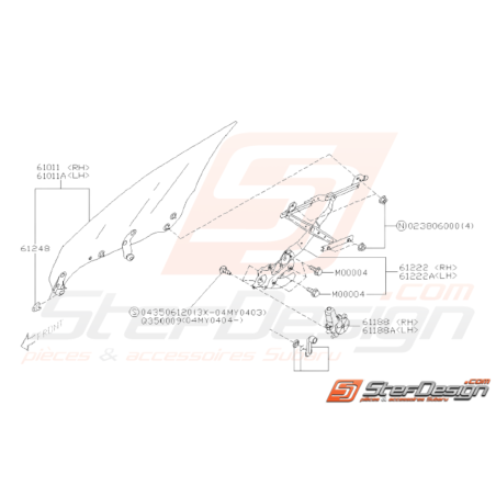 Schéma Mécanisme de Vitre Avant Origine Subaru WRX STI 01 - 0732090
