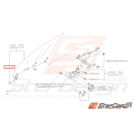Coulisse Vitre Origine Subaru WRX STI 01-07 Forester Turbo 97-0232093