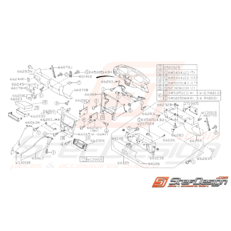 Schéma Tableau de Bord Partie Basse Origine Subaru WRX STI 05-0732135
