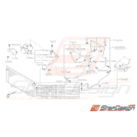 Schéma Durite de Climatisation Origine Subaru WRX STI 200732172