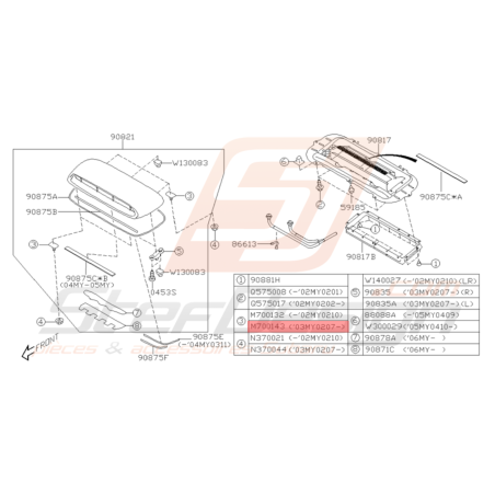 Boulon de fixation prise d'air WRX 02/03 - 07 STI 02/03 - 1032188