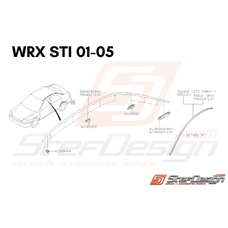 Schéma de Baguette de Toit Origine Subaru WRX STI 2001 - 200732194