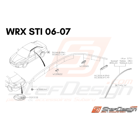 Schéma de Baguette de Toit Origine Subaru WRX STI 2001 - 200732195