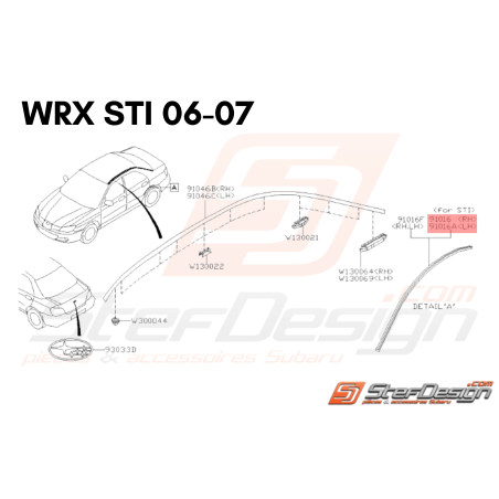 Protection Aile Arrière Origine Subaru STI 2005 - 200732196