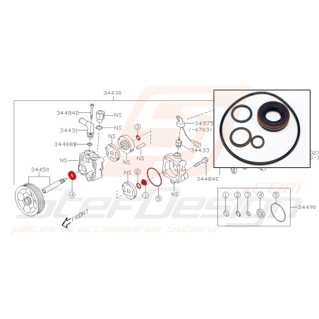 Kit réparation de pompe de direction assistée pour subaru tribeca 3.0D32227