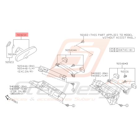 Rétroviseur Intérieur Origine Subaru WRX STI 2006 - 2014 / BRZ32235