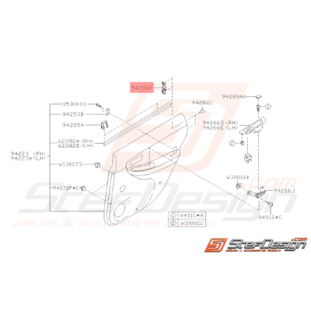 Support de Garniture de Porte Origine Subaru WRX STI 04/04 - 0732339