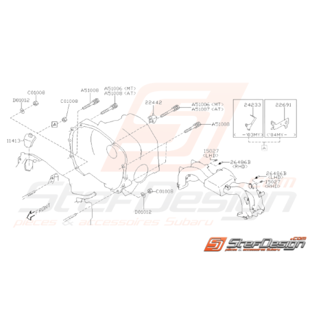 Schéma Cache-boulons de distribution Origine Subaru WRX STI 01 - 0732352