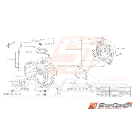 Schéma Cloche d'Embrayage Origine Subaru STI 2001 - 200732353