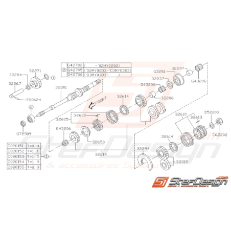 Schéma d'Arbre Primaire Origine Subaru WRX 2001 - 200632379