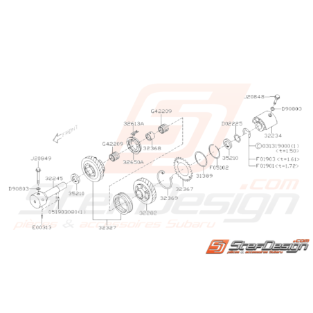 Schéma de Marche Arrière Origine Subaru STI 2006 - 200732387