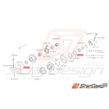 Rondelle Compteur Haut et Bas Origine Subaru STI 2005 - 201432391