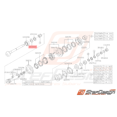 Rondelle de transmission Origine Subaru GT 93-00 WRX 01-10 FORESTER 05-0732406