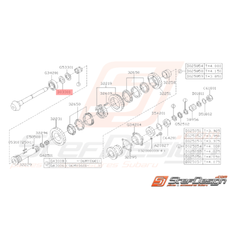 Rondelle de transmission Origine Subaru GT 93 - 00 WRX 01 - 1032406