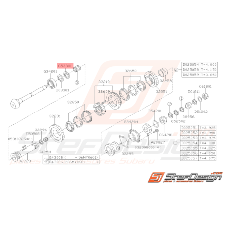 Roulement de butée arbre secondaire Subaru 2.0l R WRX 01-10 GT 93-00 FORESTER 05-0732407