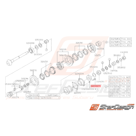 Boulon Arbre Secondaire Origine Subaru GT 93-00 WRX 01-10 FORESTER Turbo 05-0732413