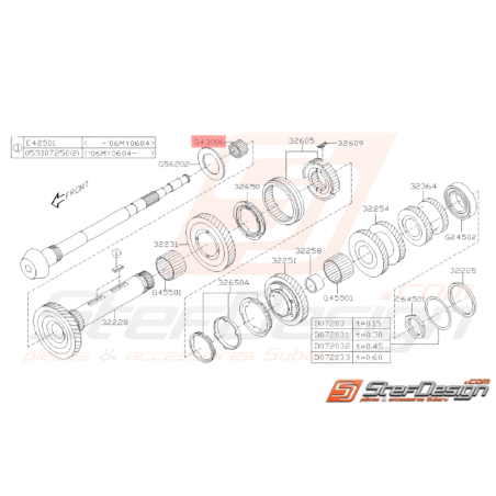 Roulement à Aiguille Arbre Secondaire Subaru GT 93-00 WRX STI 01-1432418