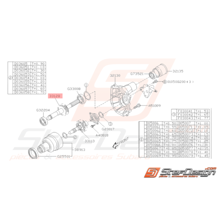 Pignon de renvoie boite de transfert Boite 5 Subaru WRX 06-10 / 2.0 R 0732428