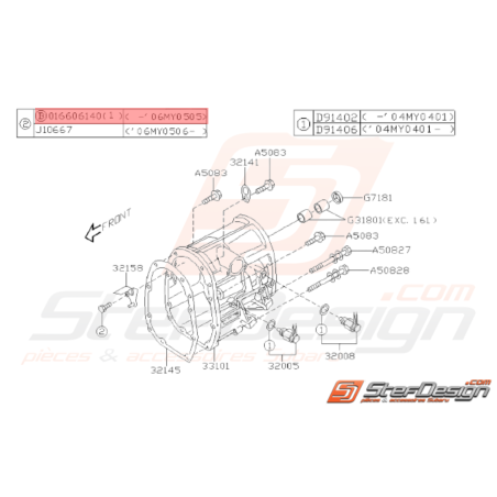Boulon Extension de Boite Origine Subaru GT 93 - 00 WRX STI 01 - 05/05/0632431