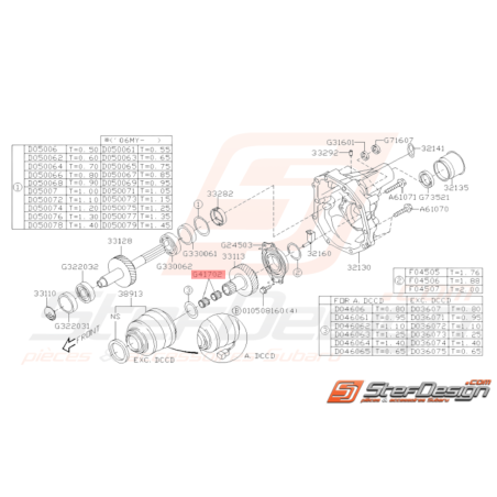 Roulement a aiguilles boite de transfert Origine Subaru STI 01 - 1432439