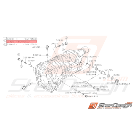 Bouchon avec joint de boite de vitesse pour Subaru STI 11/05/06 - 14 / Levorg32489