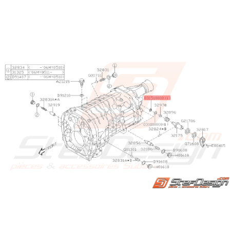 Anneau élastique origine Subaru WRX 2001 - 2007 STI 2001 - 201432492