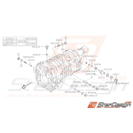 Schéma Système de Fourchette Origine Subaru STI 2005 - 200732499