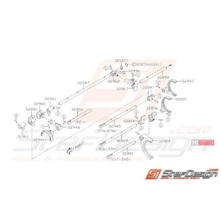 Goupille axe de fourchette marche arrière boite 6 STI 2001 - 201432524