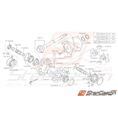 Schéma Différentiel de Boîte Origine Subaru STI 2001 - 2003 Sans FLSD32526