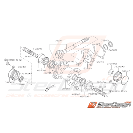 Schéma Différentiel de Boite Origine Subaru STI 2001 - 2003 pour FLSD32527