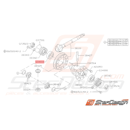 Roulement de différentiel de Boite 5 GT 93-00 WRX 01-10 Boite 6 STI FORESTER 05-07 07-1432532