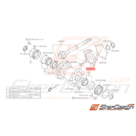 Roulement Origine Subaru STI 2001 - 201432541