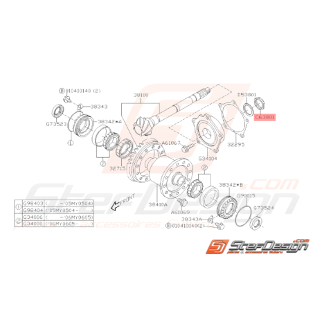 Ecrou de blocage Origine Subaru STI 2001 - 201432543