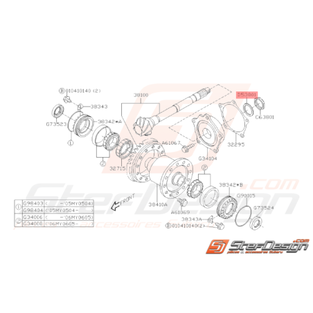 Rondelle blocage différentiel Subaru Impreza STI 2001 - 201432544