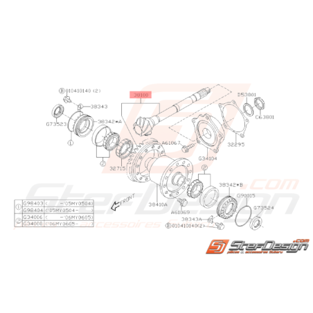 Couple conique Avant Différentiel Origine Subaru STI 2001 - 201432546