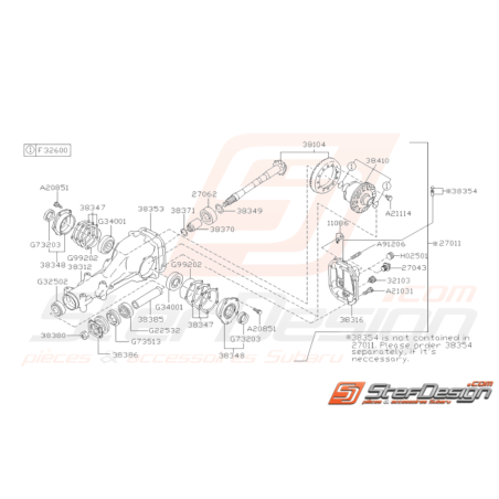 Schéma Différentiel Arrière Origine Subaru STI 2001 - 200732548