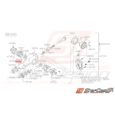 Carter Différentiel Arrière Origine Subaru STI 2001 - 201432549