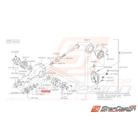 Roulement de pont arrière Origine Subaru GT 93-00 WRX STI 01-1432550