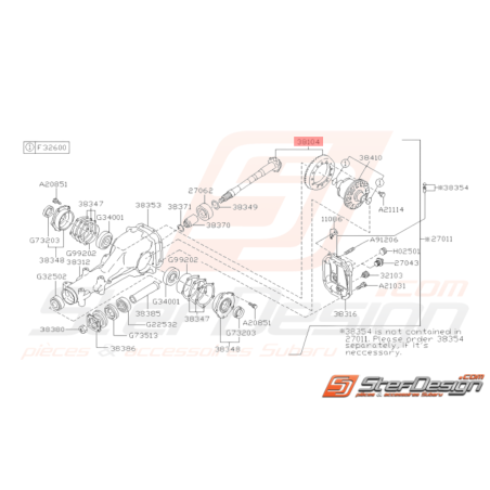 Couple conique Origine Subaru STI 07/2004 - 2014 Avec DCCD32554