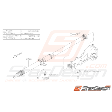 Schéma Arbre de Transmission Origine Subaru WRX STI 2001 - 200732559