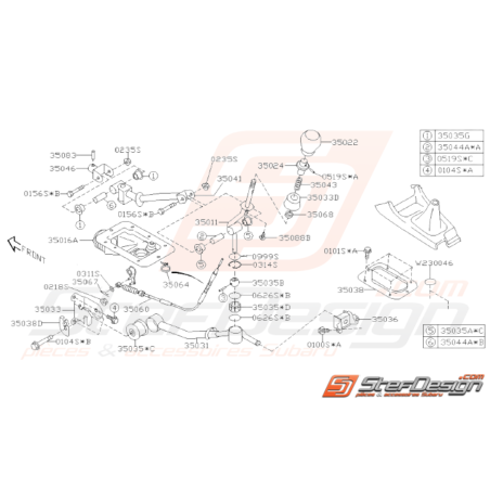 Schéma Levier de Vitesse Boite 6 vitesses Origine Subaru STI 06 - 0732583