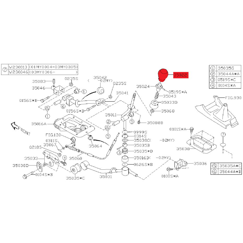 Pommeau de levier de vitesse Subaru STI 2005 Pommeau de levier de vitesse Subaru STI 2005