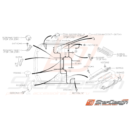 Schéma Faisceau Electrique Cloison Origine Subaru WRX STI 01-0732635