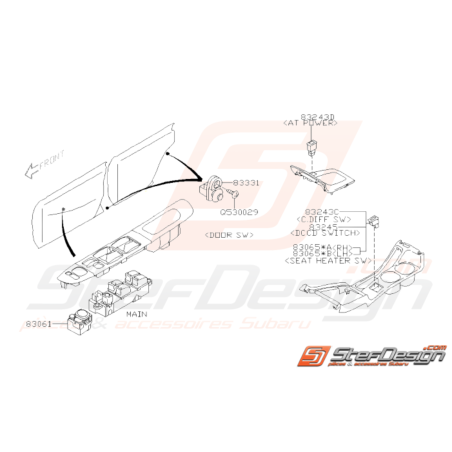 Schéma Interrupteurs Tableau de Bord Body Origine Subaru WRX STI 05-0732665