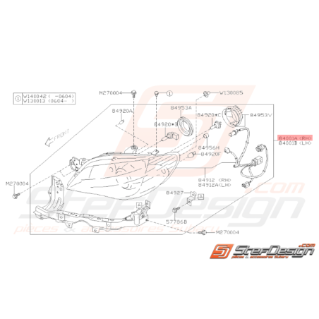 Phare avant Origine SUBARU WRX STI 2006 avec Xénon32687